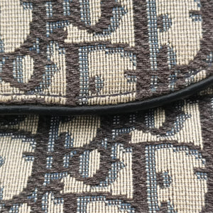 Pre-owned Christian Dior saddle Navy Jacquard×Leather crossbodybag | stylenewstar