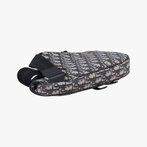 Pre-owned Christian Dior saddle Navy Jacquard×Leather crossbodybag | stylenewstar