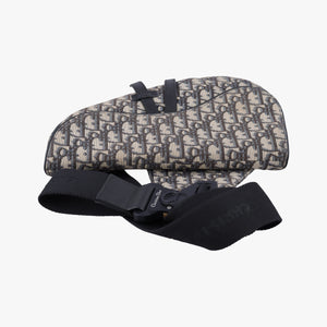Pre-owned Christian Dior saddle Navy Jacquard×Leather crossbodybag | stylenewstar