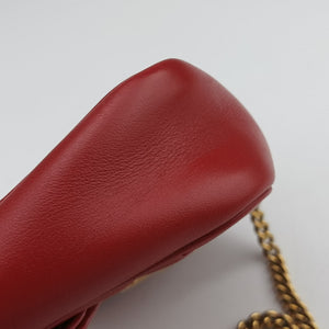 Pre-owned Gucci GG Marmont Red Leather 476433 shoulderbag | stylenewstar