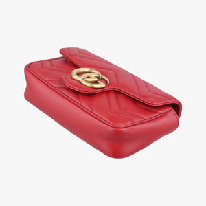 Pre-owned Gucci GG Marmont Red Leather 476433 shoulderbag | stylenewstar