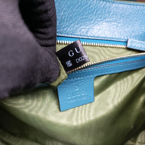Pre-owned Gucci Thiara Envelope Animalier Blue Leather 527857 shoulderbag | stylenewstar