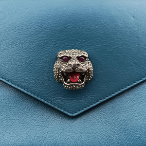 Pre-owned Gucci Thiara Envelope Animalier Blue Leather 527857 shoulderbag | stylenewstar