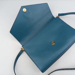 Pre-owned Gucci Thiara Envelope Animalier Blue Leather 527857 shoulderbag | stylenewstar