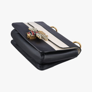 Vintage Gucci Queen Margaret Black×white Leather 476542 shoulderbag | stylenewstar