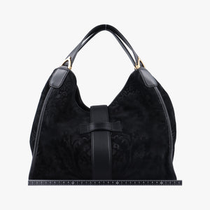 Pre-owned Gucci Soft Stirrup Black Suede 296856 handbag | stylenewstar