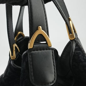 Pre-owned Gucci Soft Stirrup Black Suede 296856 handbag | stylenewstar
