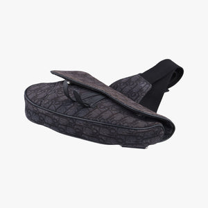 Pre-owned Christian Dior Saddle Black Jacquard×Leather 1ADPO093YKY bum bag/waist bag | stylenewstar