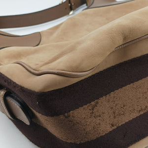 Pre-owned Gucci Horsebit Beige×Brown Suede×Leather 247602 shoulderbag | stylenewstar