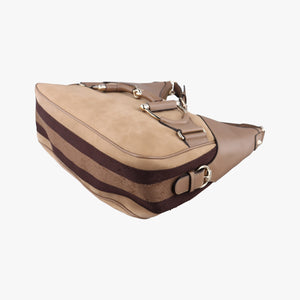 Pre-owned Gucci Horsebit Beige×Brown Suede×Leather 247602 shoulderbag | stylenewstar