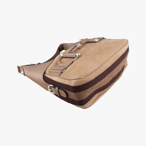 Pre-owned Gucci Horsebit Beige×Brown Suede×Leather 247602 shoulderbag | stylenewstar