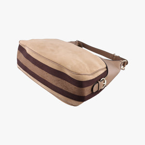 Pre-owned Gucci Horsebit Beige×Brown Suede×Leather 247602 shoulderbag | stylenewstar