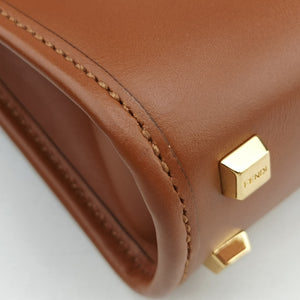 Pre-owned Fendi MINI SUNSHINE SHOPPER Camel Leather 8BS051 shoulderbag | stylenewstar