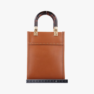 Pre-owned Fendi MINI SUNSHINE SHOPPER Camel Leather 8BS051 shoulderbag | stylenewstar