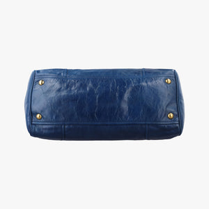 Secondhand Miu Miu Vitello Shine Shopping Blue Leather shoulderbag | stylenewstar