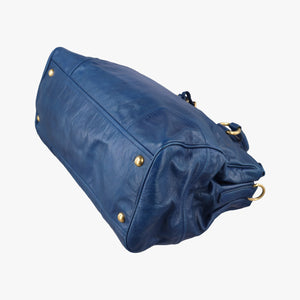 Secondhand Miu Miu Vitello Shine Shopping Blue Leather shoulderbag | stylenewstar