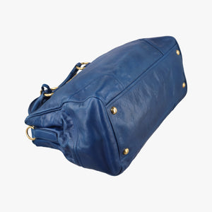 Secondhand Miu Miu Vitello Shine Shopping Blue Leather shoulderbag | stylenewstar