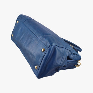 Secondhand Miu Miu Vitello Shine Shopping Blue Leather shoulderbag | stylenewstar