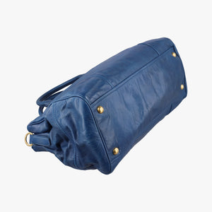 Secondhand Miu Miu Vitello Shine Shopping Blue Leather shoulderbag | stylenewstar