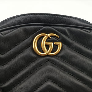 Pre-owned Gucci GG Marmont Black Leather 476434 bum bag/waist bag | stylenewstar