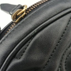 Pre-owned Gucci GG Marmont Black Leather 476434 bum bag/waist bag | stylenewstar