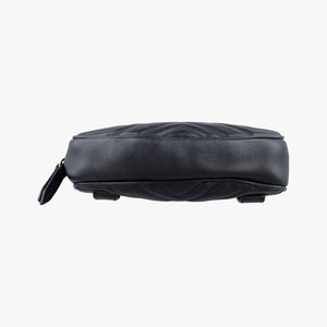 Pre-owned Gucci GG Marmont Black Leather 476434 bum bag/waist bag | stylenewstar