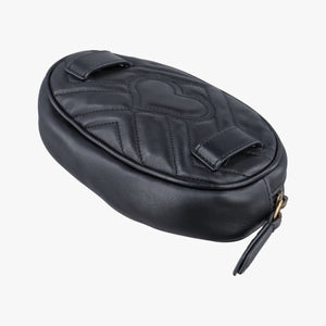 Pre-owned Gucci GG Marmont Black Leather 476434 bum bag/waist bag | stylenewstar