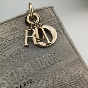 Pre-owned Christian Dior Lady Dior D-lite Grey Jacquard shoulderbag | stylenewstar