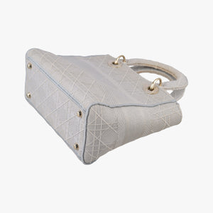 Pre-owned Christian Dior Lady Dior D-lite Grey Jacquard shoulderbag | stylenewstar