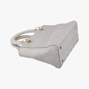 Pre-owned Christian Dior Lady Dior D-lite Grey Jacquard shoulderbag | stylenewstar