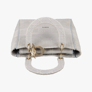 Pre-owned Christian Dior Lady Dior D-lite Grey Jacquard shoulderbag | stylenewstar
