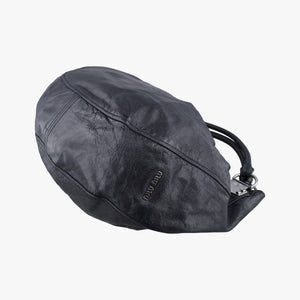 Pre-owned Miu Miu Hobo Bag Black Leather shoulderbag | stylenewstar
