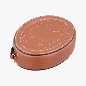 Pre-owned Celine Oval Purse Cuir Triomphe Brown Leather shoulderbag | stylenewstar