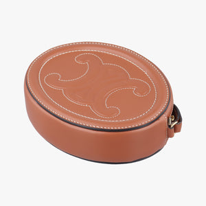 Pre-owned Celine Oval Purse Cuir Triomphe Brown Leather shoulderbag | stylenewstar