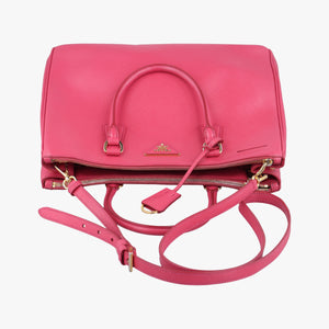 Pre-owned Prada Galleria Pink SAFFIANO Leather BN1874 shoulderbag | stylenewstar
