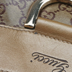 Pre-owned Gucci Abbey D-ring Hobo Golden x Brown PVC coated canvas×Leather 189833 shoulderbag | stylenewstar
