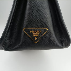 Pre-owned Prada Double Handle Tote Black SAFFIANO Leather BN2186 handbag | stylenewstar