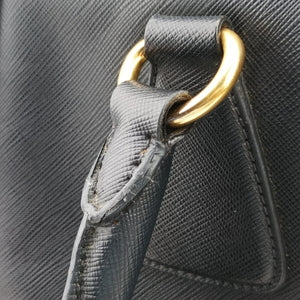 Pre-owned Prada Double Handle Tote Black SAFFIANO Leather BN2186 handbag | stylenewstar