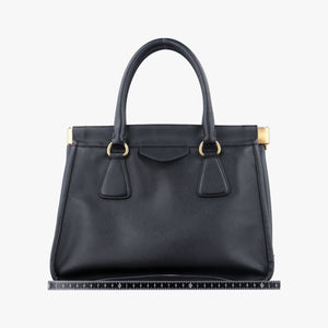 Pre-owned Prada Double Handle Tote Black SAFFIANO Leather BN2186 handbag | stylenewstar