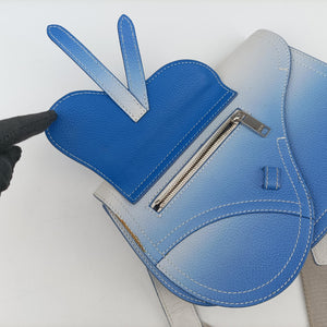 Pre-owned Christian Dior Saddle Blue × Gray leather bum bag/waist bag | stylenewstar