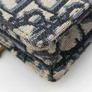 Secondhand Christian Dior Saddle Phone holder Navy jacquard×Leather shoulderbag | stylenewstar