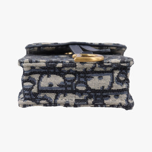 Secondhand Christian Dior Saddle Phone holder Navy jacquard×Leather shoulderbag | stylenewstar