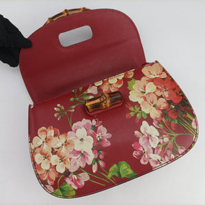 Pre-owned Gucci Bamboo Red×multicolor Leather 409398 handbag | stylenewstar