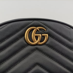 Secondhand Gucci GG Marmont Black Leather 476434 bum bag/waist bag | stylenewstar