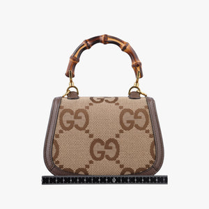 Pre-owned Gucci Jumbo GG Bamboo Beige x Brown canvas×leather 686864 shoulderbag | stylenewstar