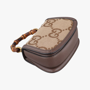 Pre-owned Gucci Jumbo GG Bamboo Beige x Brown canvas×leather 686864 shoulderbag | stylenewstar