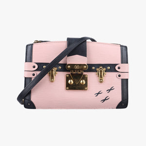 Vintage Louis Vuitton Trunk clutch Pink×Black Leather×Epi M53191 shoulderbag | stylenewstar