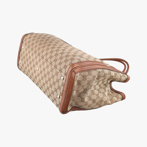 Pre-owned Gucci Bella Bamboo Tassel fringe Beige xBrown canvas×leather 269945 handbag | stylenewstar