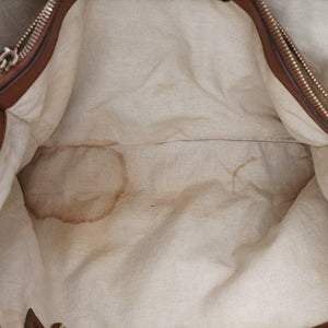 Pre-owned Gucci Bella Bamboo Tassel fringe Beige xBrown canvas×leather 269945 handbag | stylenewstar