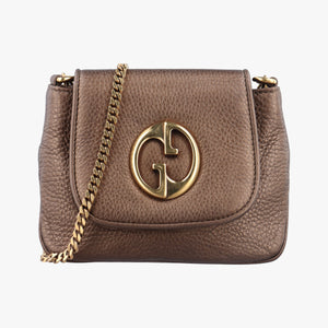 Pre-owned Gucci 1973 Double G Golden Leather 251821 shoulderbag | stylenewstar